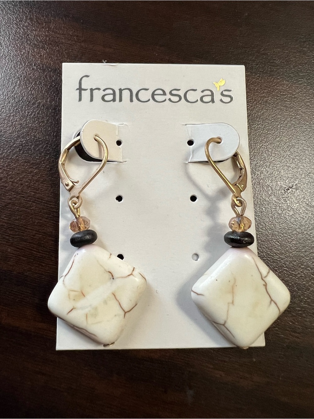 Francesca's Collections White Marble Drop Earrings